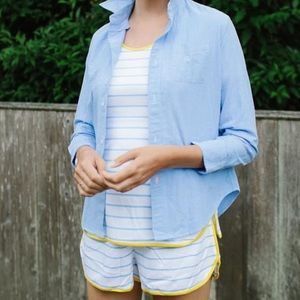 LAKE Pajamas Pima Classic Long-Short Set in Skipper - Size Small